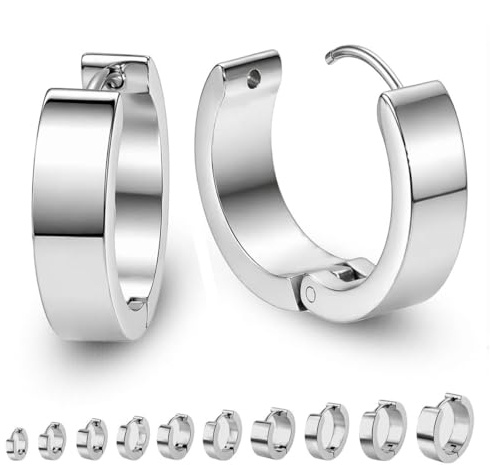 SoulCats® 1 par fällbara kreoler schanier roséguld silver svart guld rostfritt stål, färg: silver, storlek: Ø 20 mm/7 mm bred