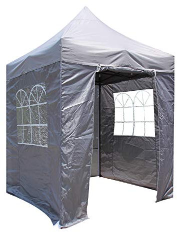 All Seasons Gazebos 2x2 Fully Waterproof Pop up Gazebo With 4 Zip up Sides and Accessories - Metallic Grey