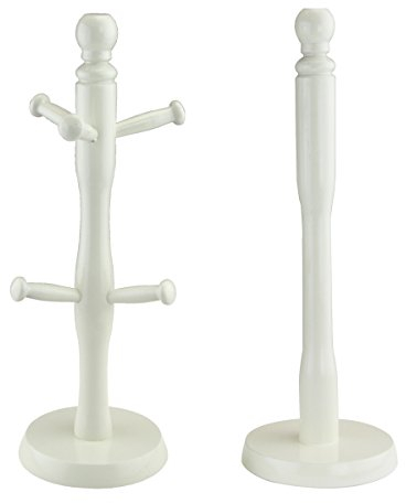 Apollo Beech Mug Tree and Kitchen Roll Holder Cream