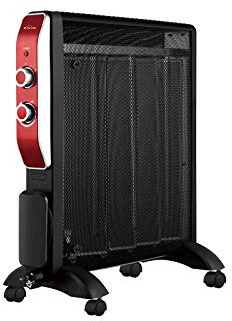 PURLINE | Radiador Eléctrico de Mica de Bajo Consumo (2000W) en Negro - Radiador Eléctrico Termostato, Protección y Ruedas