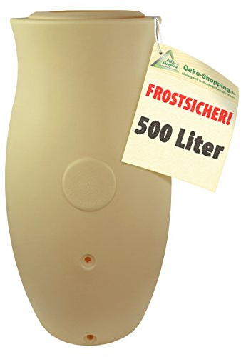 Regentonne Regenfass Wasserfass Regenfass Regenwassertonne Maja Amphore - die Klassische Form und Zeitlose Eleganz! mit Deckel als dekorative Pflanzschale (Beige-gelb, 500L)