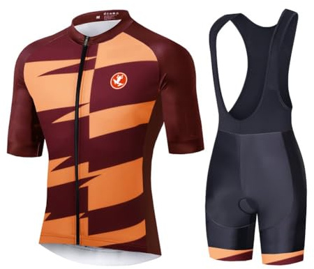 UGLY FROG Herren Radtrikot Set Kurzarm mit Sitzpolster für MTB Rennrad Fahrrad Jersey + Bib Shorts Radsportanzug XS - 4XL
