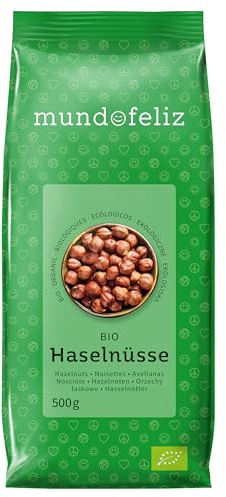 Mundo Feliz - Avellanas ecológicas crudas, 2 bolsas de 500 g