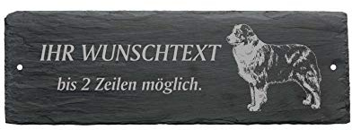 Australian Shepherd Schild aus Schiefer Gravur mit Wunschtext - Türschild Klingelschild 22x8cm | Dekolando
