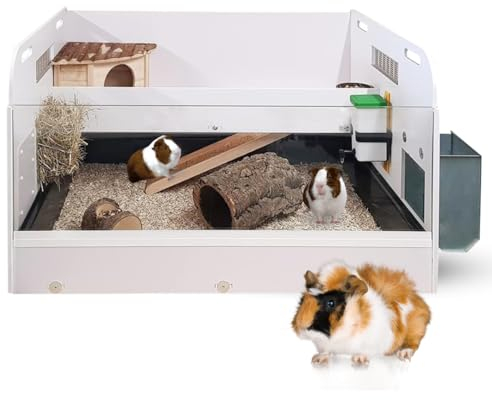 Breker Meerschweinchen Stall - 100 x 80cm - 2 Ebene - Nagerkäfig - Inklusive Kunststoff Kotwanne - Kleintierkäfig - Hohe Luftzirkulation - Unkomplizierte Montage - Erweiterbar