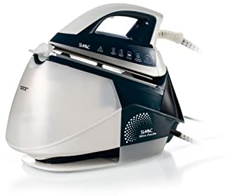 Simac 6409 Repassage facile, Système de repassage avec chaudière rechargeable, Affichage numérique, 2400 W, Bloc de fer pour le transport, Capacité Réservoir 1,7 L, Repassage à sec, Blanc, Bélier