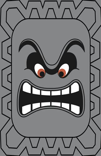 Thwomp Mario Retro Gamer A5 Glossy Paperback Notebook Plain Paper 100 Pages: Gaming Notebook Ideal For Kids