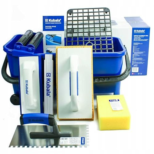 Fliesenwaschset 20l - Fliesenleger Waschbox 8- teiliges - Waschset enthält Gittereinlage - Räderset - Doppelrolle - Fliesenwaschbrett - Fugenbrett - Fliesenschwamm - Glättekelle
