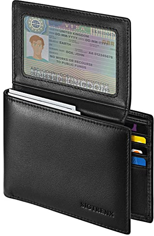 SIGTRENX Herren Portmonee Leder mit RFID Schutz Geldbeutel Echtleder Portemonnaie Geldbörse Herren Leder (Schwarz)