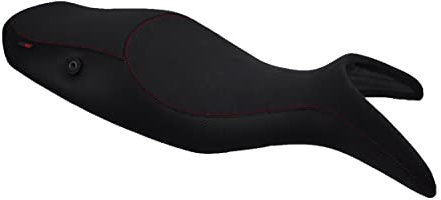 Moto Discovery Funda de Asiento Compatible con BMW R1100S 1998-2006 Randy Mamola Negra con Costuras Rojas (B)