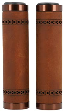 Gusti Echtes Leder - Sonny C. Lenkergriff Fahrradgriff Ledergriff Braun Leder Metallring