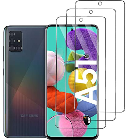 3 Stück Schutzfolie für Samsung Galaxy A51, HD Displayschutzfolie, Volle Abdeckung, 9H Härte, Anti-Kratzen, Anti-Bläschen