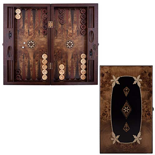 Helena Wood Art, Handgefertigtes Hochwertiges Backgammon Spiel aus Holz, Tavla, 100% Holz, Deluxe Edition, TricTrac, 52 x 30 cm