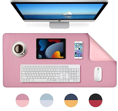 MumdoYAL sous-Main, Tapis de Souris, Tapis de Bureau, sous-Main imperméable en PU, 80 x 40 cm, idéal pour Le Bureau ou la Maison, réversible (Rose/Violet)