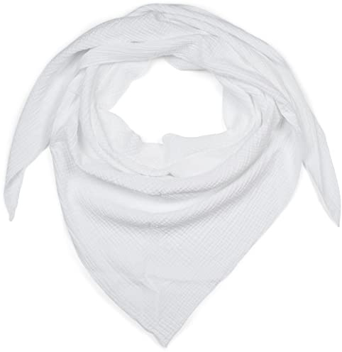 styleBREAKER foulard triangolare in mussola da donna in 100% cotone | foulard tinta unita morbido e leggero | sciarpa alla moda per tutte le stagioni - Made in Italy, 196 x 84 cm, Bianco