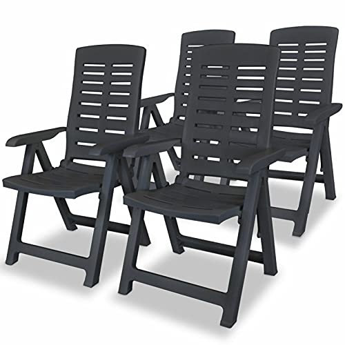 Camerina Garten-Liegestühle 4 STK. Anthrazit Sonnenliege Rattan Sonneninsel Outdoor Wetterfest Saunaliegen