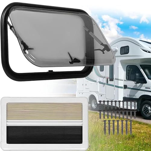 YMAOMAO Side Window Vent Window Side Window Motorhome Window, Motorhome Window with Privacy Screen and Sun Protection with Integrated Roller Blind and Fly Screen for Caravan Van Camper,800 * 450mm