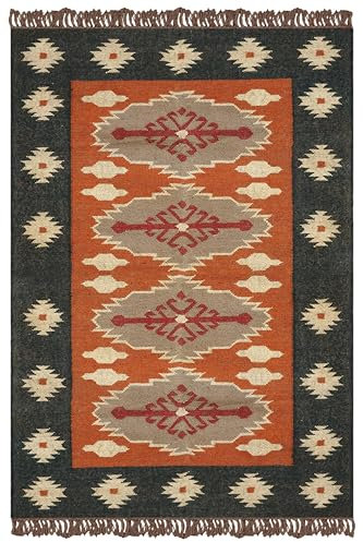 Area Rugs for 2x3 Living Room Kilim Southwestern Wool Jute Reversible Area Rug Geometric Design Brown Black Hand Woven Rug Thick 0.19 Flatweave Carpet Indoor Outdoor Rugs for Bedroom Enterway Kitchen