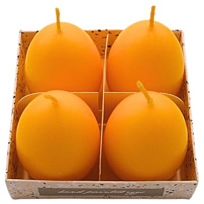 Dekohelden24 Lot de 4 bougies d'œufs de Pâques - Couleur jaune uni - Dimensions H x Ø 6,5 x 4 cm