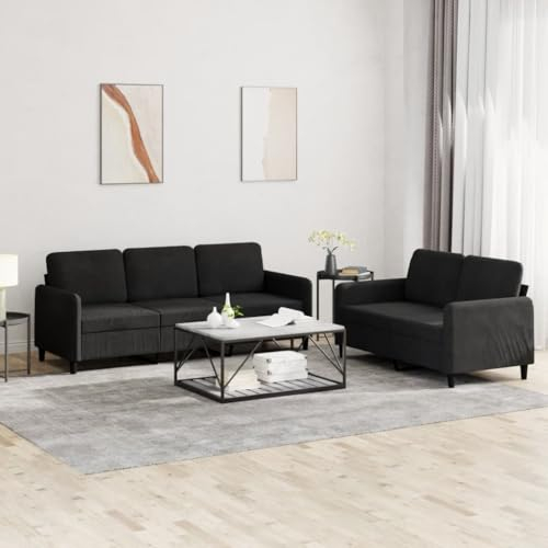 ZEYUAN 2-TLG. Sofagarnitur Schwarz Samt, Loungesofa, Sofas & Couches, Relaxsofa, Couch für Wohnzimmer, Couch Mit - 3202019