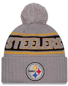 New Era Pittsburgh Steelers NFL 2024 Sideline Sport Knit Grau Bommelmütze - One-Size
