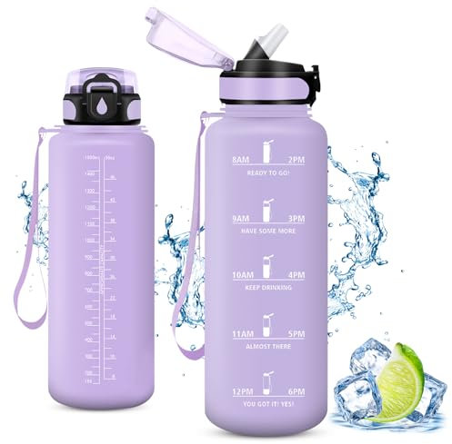 Vikaster Borraccia bambini, 1500ml Borraccia con cannuccia, Water Bottle Senza BPA & Prova di Perdite, Bottiglia Acqua Sportiva per, Palestra, Yoga, Ufficio, Trekking, Outdoor