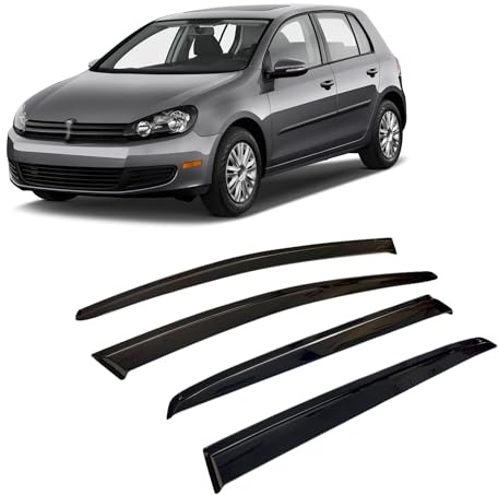 Rumplex Windabweiser Luftabweiser Regenabweiser Seitenfensterabweiser Kompatibel mit VW Golf 7 2013-2019 Autofenster Regenschutz Regenabweiser Anklebbare Deflektoren 4 Stück Externe Passform