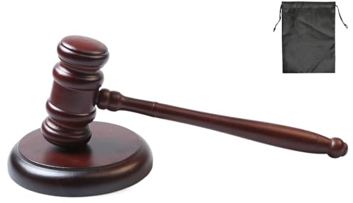 Abiyou Maillet en Bois Juge, Marteau de Juge, Maillet en Bois juge et Bloc Sonore, Haute Qualité Ensemble de Marteau en Bois, un Excellent Choix pour Tribunaux, Avocats, Ventes aux Enchères