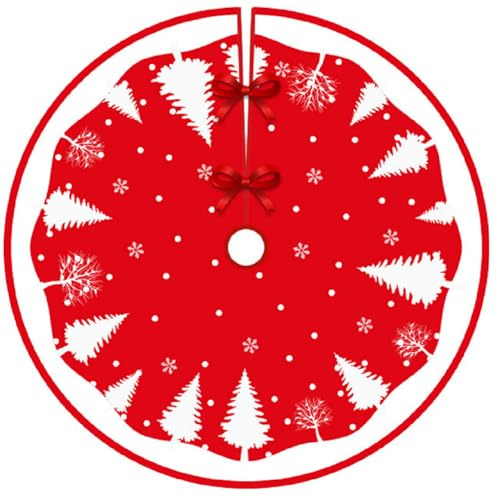Jupe de Sapin de Noël, 120cm /48 Pouces Tapis Sapin de Noel, Rond Cache Pied de Sapins Couvre-Pied pour Décorations de Vacances de Fête(01)