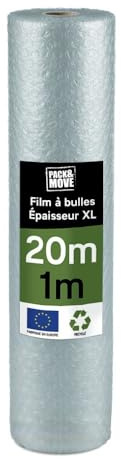 Pack And Move - Film à Bulle Recyclé - 1 X 20 M - Déménagement, Expédition Et Protection - Papier Bulle De Qualité