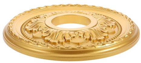 Amosfun Goldenes Rundes Deckenmedaillon Gips Deckenabdeckungsplatte Deckenventilator-medaillon Beleuchtungselement Für Innenräume Wohnbereich Und Büro