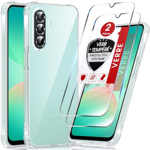 LeYi Cover per Samsung Galaxy A26 5G con 2 Vetro Temperato(Trasparente) | Custodia Armor Clear Silicone Morbida Puro Soft TPU Gel Bumper Originale Slim Crystal Antiurto Case per Telefono Samsung A 26