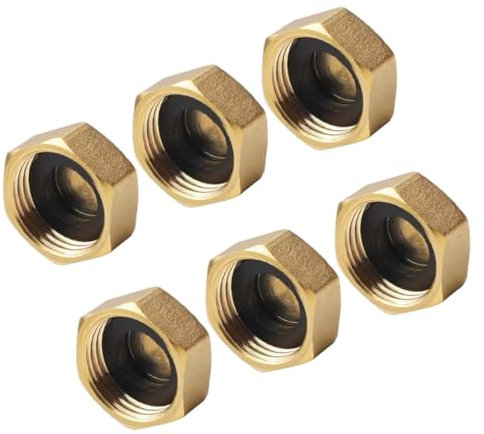 Yardwe 6pcs Brass Water Pipe Cap 1/2 Inch Female Thread End Stopper with Washers for Outdoor Faucet Plumbing Winter Essential Outdoor Protection