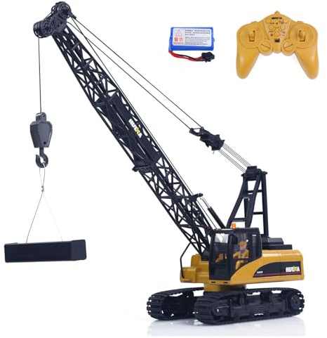 HUINA 1/14 RC Baukran‑LKW, Modell mit 15‑Kanal‑Fernsteuerung | Stabiler Metallaufbau, 2,4‑GHz‑Technik, inkl. Akku, realistische Hub‑ und Drehfunktionen
