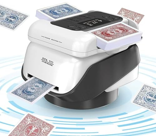 Polegas 2-in-1Automatic Card Shuffler and Dealer Machine,Support 2-8 Players,360°Rotating,Rechargeable Cards Shufflers for UNO, Poker, Texas Hold'em, Monopoly Deal