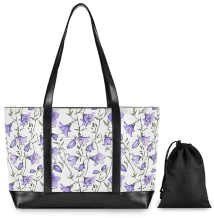 Sweden Campanula Rotundifolia Beauty Summer Flowers Professional Bag for Women 14 with Zipper Canvas Tote Bag for Travel Gym Vacation with Lunch bolsos secret para mujeres