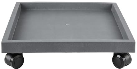 Bac de Vidange en Plastique, Soucoupe Carrée à Roulettes pour Plantes, Support de Jardinière Robuste à Roulettes pour Plantes en Pot, Plateau à Roulettes(Gray,30x30x9cm/12x12x3.5in)