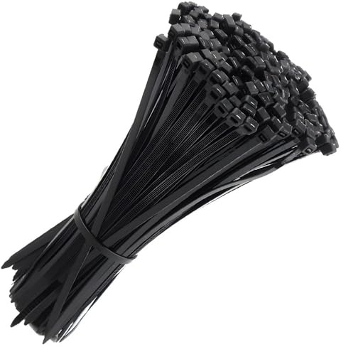 Black Plastic Cable Ties Adjustable Cable Straps Zip Ties Cable Ties Black Tie Wraps Heavy Duty Strong Nylon Premium Self Locking Long Zip Tie Wraps for Cable (Pack of 1) 2.5 * 200mm
