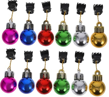 LIFKOME 12 Piezas Clips de Barba Navideños Brillantes Adornos Coloridos para Vello Facial Decoración para Barba de Papá Noel con Mini Clips Seguros Regalos para Hombres