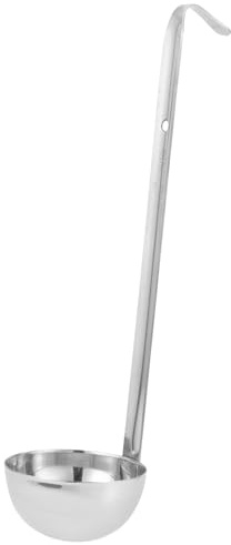 HOMSFOU Cucharón Sopa Inoxidable 90 Ml Gancho Integrado, Cuchara Sopera Resistente para Servir en Casa y Restaurante, Utensilio de Cocina Duradero y Fácil Limpieza para Catering y Eventos