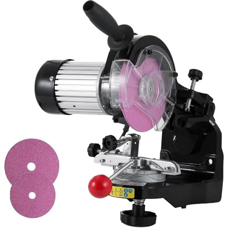 Affûteuse de chaîne de tronçonneuse électrique 230 W, affûteuse de chaîne 3000 tr/min avec 2 meules, angle réglable de 0 à 35°, machine d'établi en aluminium pour usage domestique