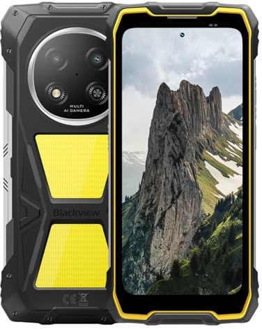 Blackview Rock 2 Pro AI 5G Smartphone Incassable, Lampe Camping 400LM, Batterie 15000mAh, Écran 6,67'' HD+, 24GB+256GB, Caméra IA 16MP+13MP, IP68 Android 16 Téléphone Robuste Étanche, NFC Jaune