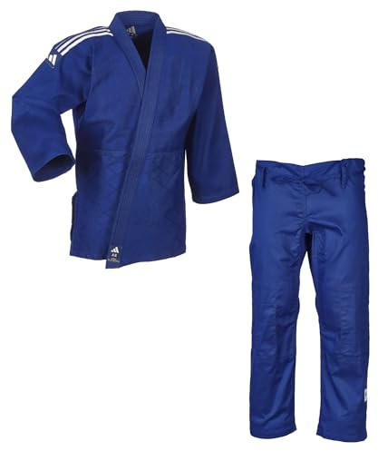 adidas Judoanzug J350 Club | Judo-GI für Kinder und Erwachsene | Für Training und Wettkampf | Stoffgewicht 350g/qm | Für Körpergröße 110-190 cm | Weiß oder Blau | Viele Farben der Schulterstreifen