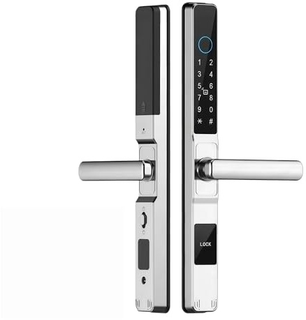 Serrure intelligente for porte coulissante, étanche, application TTLock, empreinte digitale, carte à Code numérique, antiblocage, en aluminium et verre, électronique(Silver4585-Long)