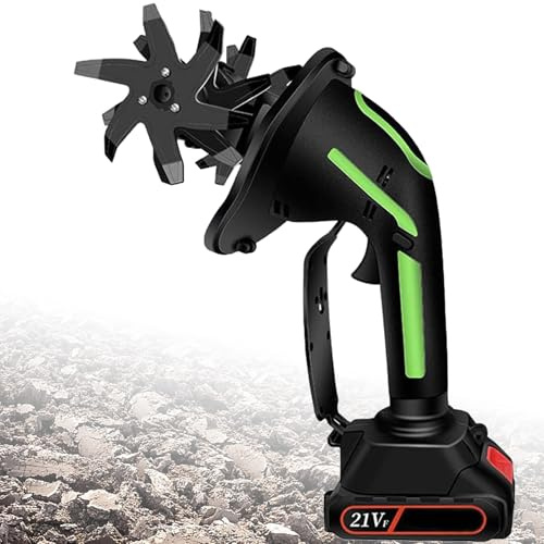 Rotavadora De Jardín Eléctrica Inalámbrica De 21v con 2 Baterías, Mini Cultivador para Aflojar El Suelo Y Deshierbar, Ancho Y Profundidad De Labranza De 10 Cm
