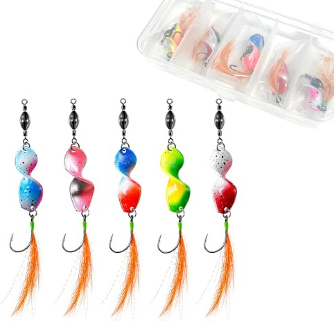 5 Stück Forellenköder Blinker Angeln, Spiral Spinner Angelköder Set | Praktische Angelköder Angelzubehör Forelle mit Spiraldesign. Geeignet für verschiedene Angelarten und als Forellen Köder Set