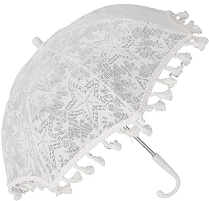 BONKZEBU Vitt Spetsparaply Vintage Brudparasoll för Bröllopsfotografering Rekvisita Hållbar stål- och Spetsdesign 45 Cm