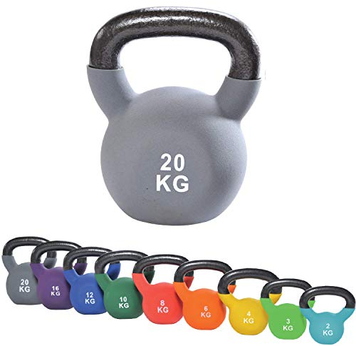top vit Kettlebell I Schwunghantel aus massivem Guss I Kettle Bell mit Vinyüberzug I Kugelhantel 2-20 kg (20kg - grau)