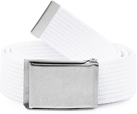 Ladeheid Bälte För Tyg För Män P10(Vit-Silver, 120 cm (Total Längd 130 cm))