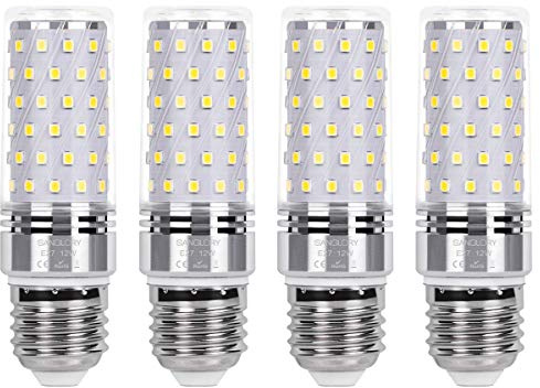SanGlory E27 LED Mais Glühbirnen 12W, entspricht 100W Glühlampe Nicht dimmbar 6000K Kaltweiß E27 Maiskolben, 1350Lm Energiesparlampe Kleine Edison-Schraube Kerze Leuchtmittel (4er-Pack)